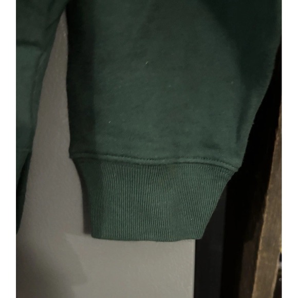 PINK VICTORIA'S SECRET Women's Large GREEN SILVER GLITTER Logo HOODED Long SHIRT - Picture 6 of 7